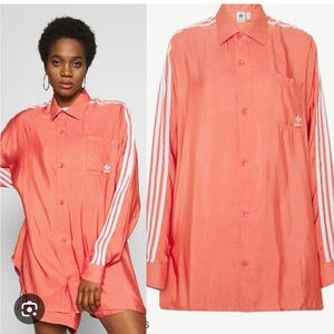 Adidas satin shirt dress dark salmon BNWT